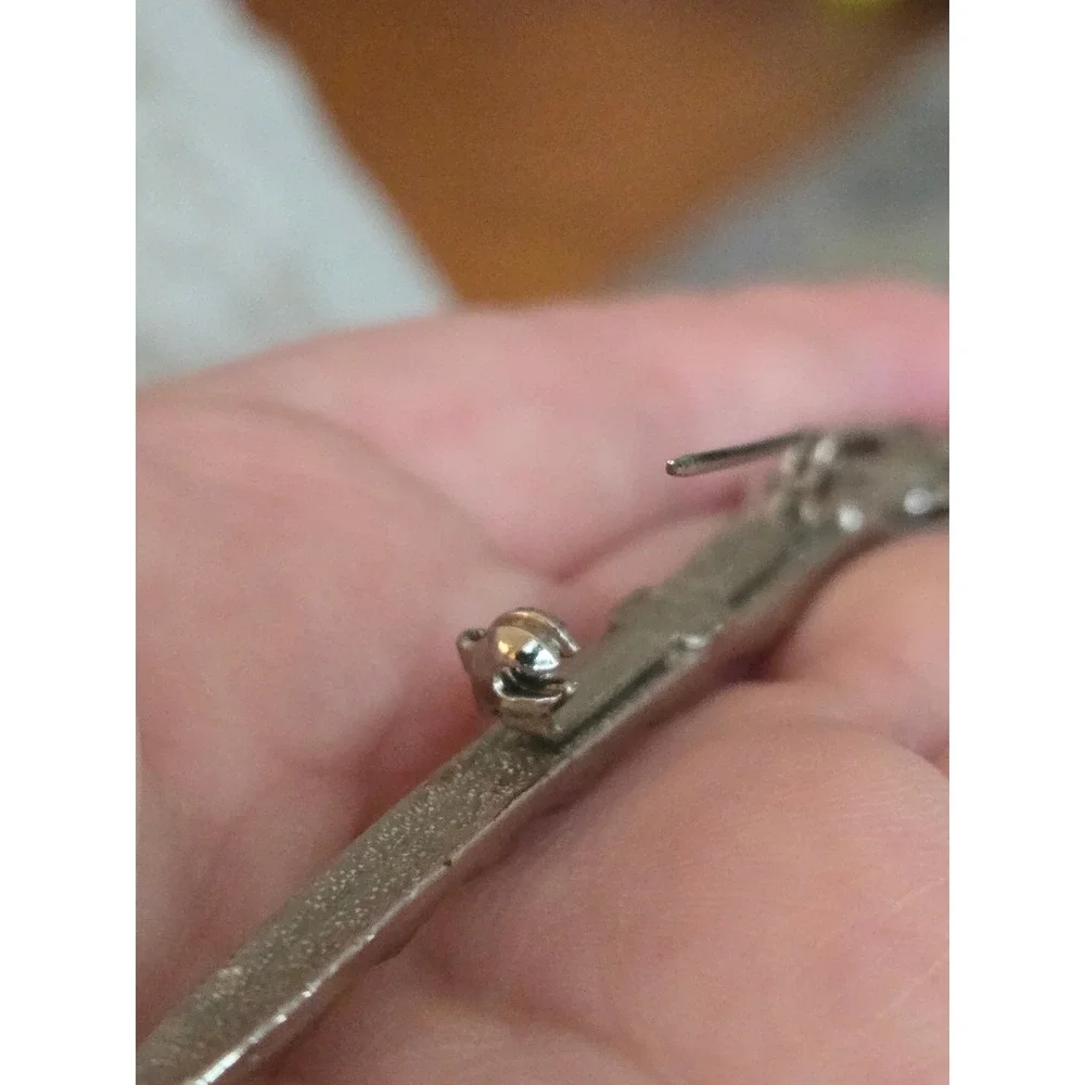 Scottish Celtic Pewter Twisting Sword Kilt Pin Brooch Vintage